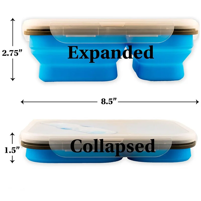 Складной контейнер для обеда лучший Bento силиконовый Ланчбокс с двумя отделениями