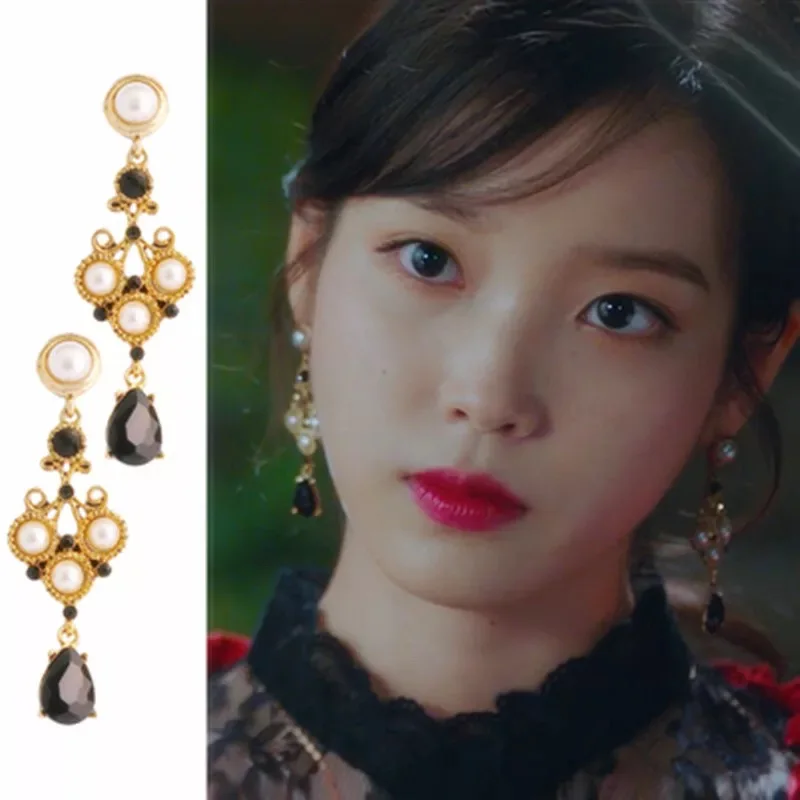 

Lee Ji Eun iu retro water drop long earrings for women brincos fashion jewelry mujer ресницы piercing man