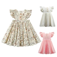 baby dress floral print a line cotton lacework large hemline party sweet dress for home