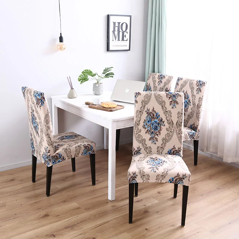 4/5/6 Pieces Chair Cover Chair Covers for Weddings Slipcovers Stretch Removable Dining Seat Seat Covers Housse De Chaise - Цвет: 125833