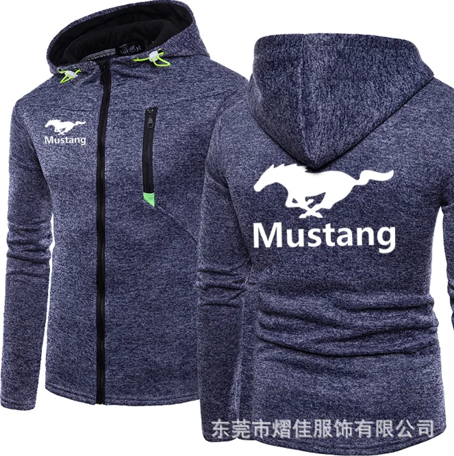 

2020 Fashion Men Winter Autumn Mens Motorcycle Mustang Hoodies Cotton Casual Zip Male Hooded Coats