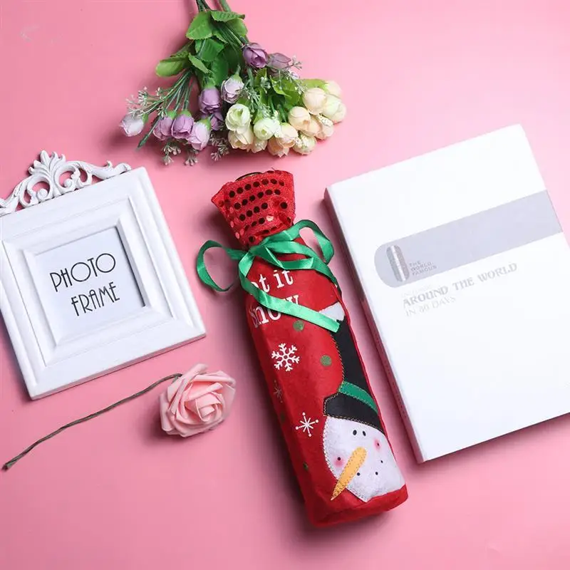 Горячая Распродажа Санта Клаус Снеговик бутылка вина сумки Новогодние украшения