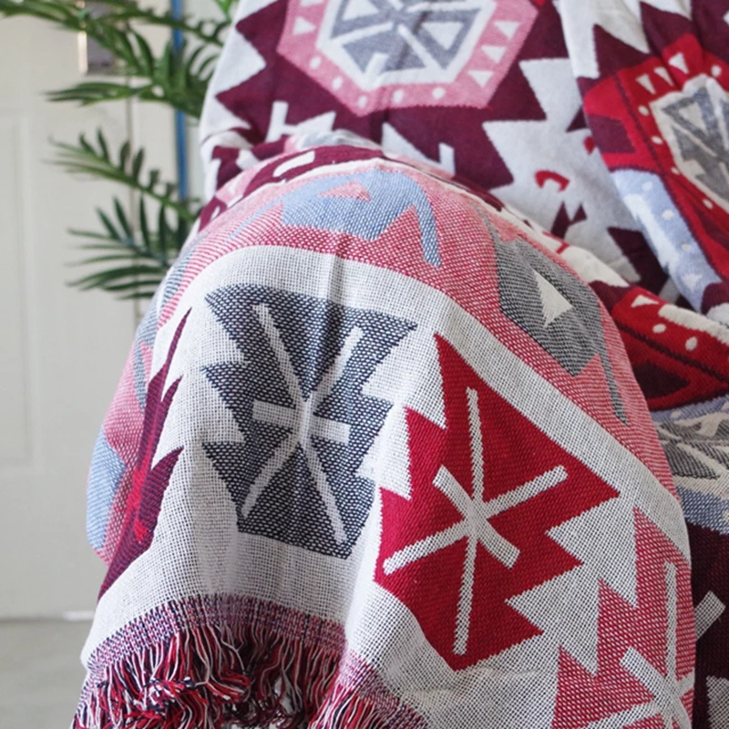 Многофункциональное покрывало для кровати двухстороннее хлопковое Тканое