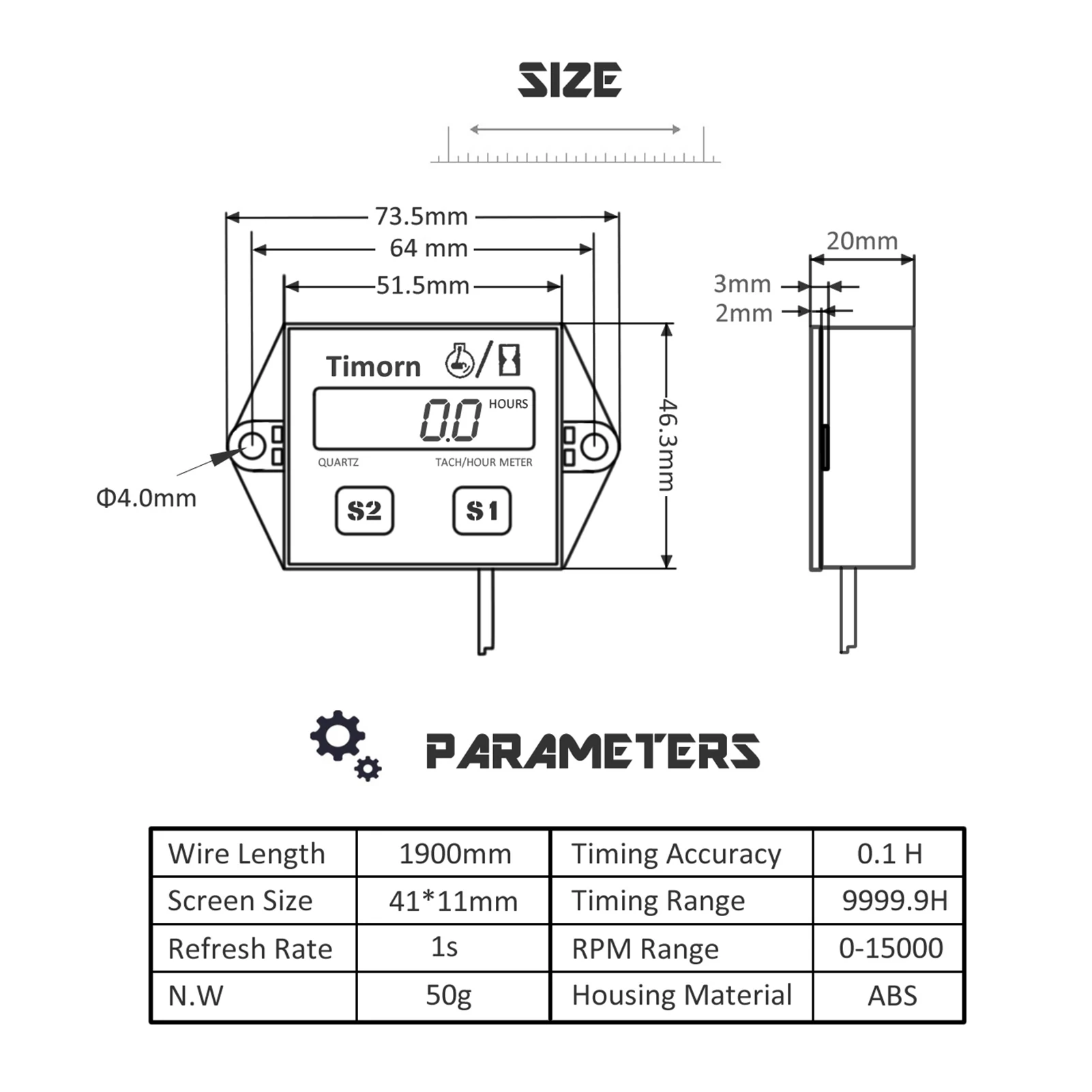 

Waterproof Motorcycle LCD Digital Display Speedometer Engine Hour Meter Gauge LCD display Hour Meter Motorcycle Accessories