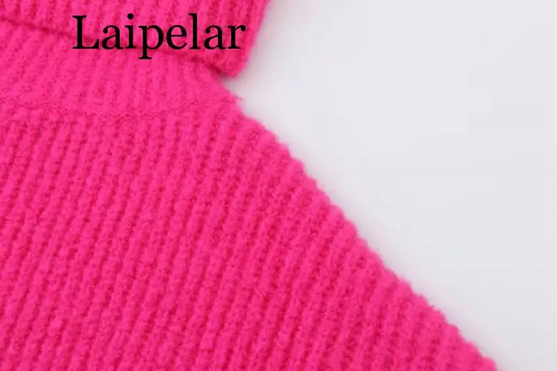 

Laipelar Autumn and Winter New Long Solid Color Thick Sweater Knit Fluorescent High Collar Loose Pullover Sweater Female