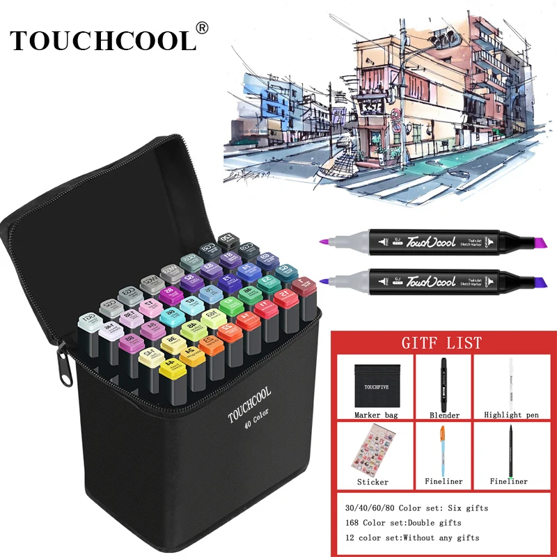 TOUCHCOOL 30/40/60/80 цветной маркер для эскиза спиртовые маркеры художественный Рисунок