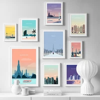 cartoon city scenery paris new york london nordic home pictures for elegant room abstract wall art painting on canvas