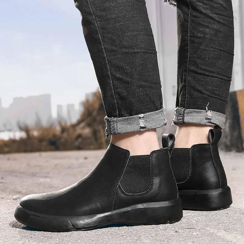 Мужские ботинки челси Модные ботильоны мужские брендовые кожаные качественные