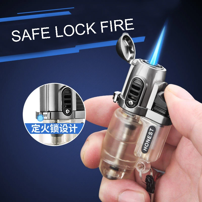 Honest Classic Windproof Gas Inflatable Lighter Jet Blue Flame Safe Lock Fire Mini Portable High-End Personal Cigarette Outdoor | Дом и сад