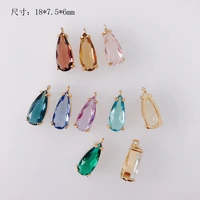 glass mixed color eardrop alloy necklace earring accessories drop charms pendant jewelry making diy handmade material 4pcs