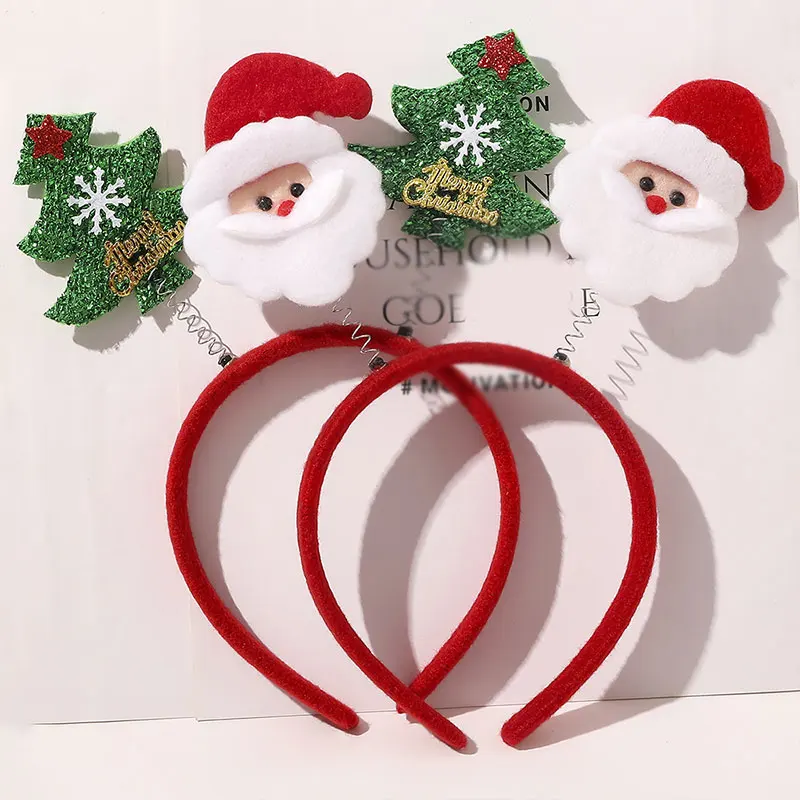 

High Quality Christmas Tree Cartoon Headband Hairpin Santa Claus Snowman Antler Hairband Women Christmas Party Hair Accessories