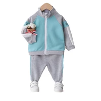 new spring children fashion clothes boys girls patchwork t shirt pants 2pcs autumn kids long sleeve suit baby casual sportswear