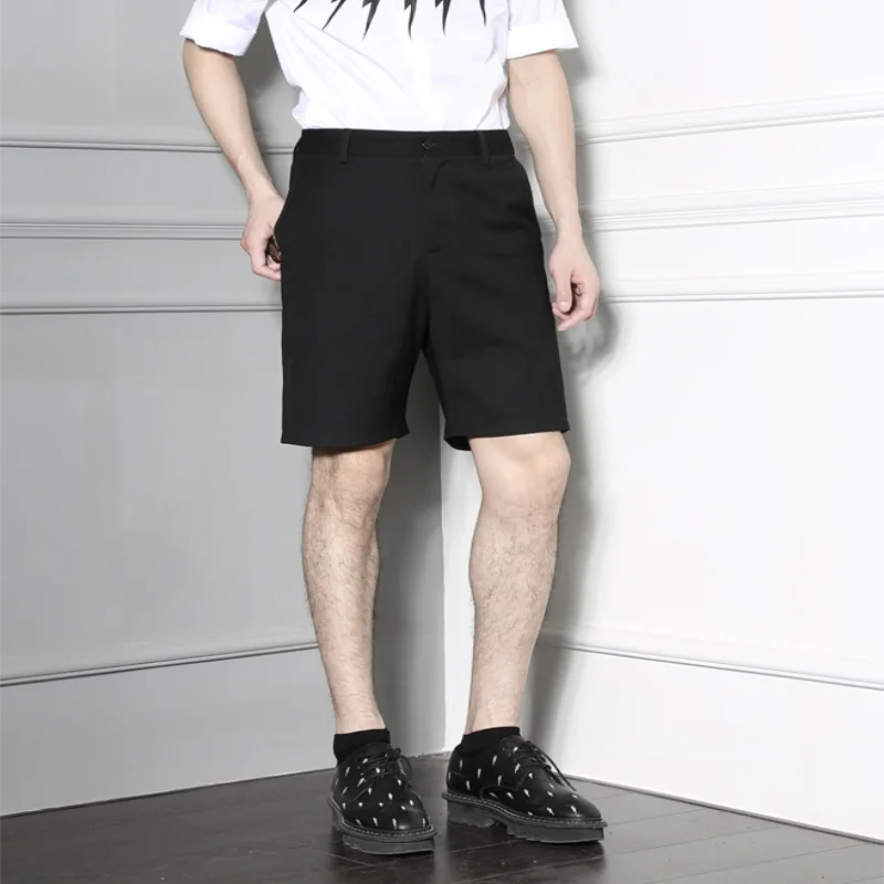 

Men's Casual Shorts Summer New Dark British Style Irregular Diagonal Breasted Design Fashion Trend Suit Shorts