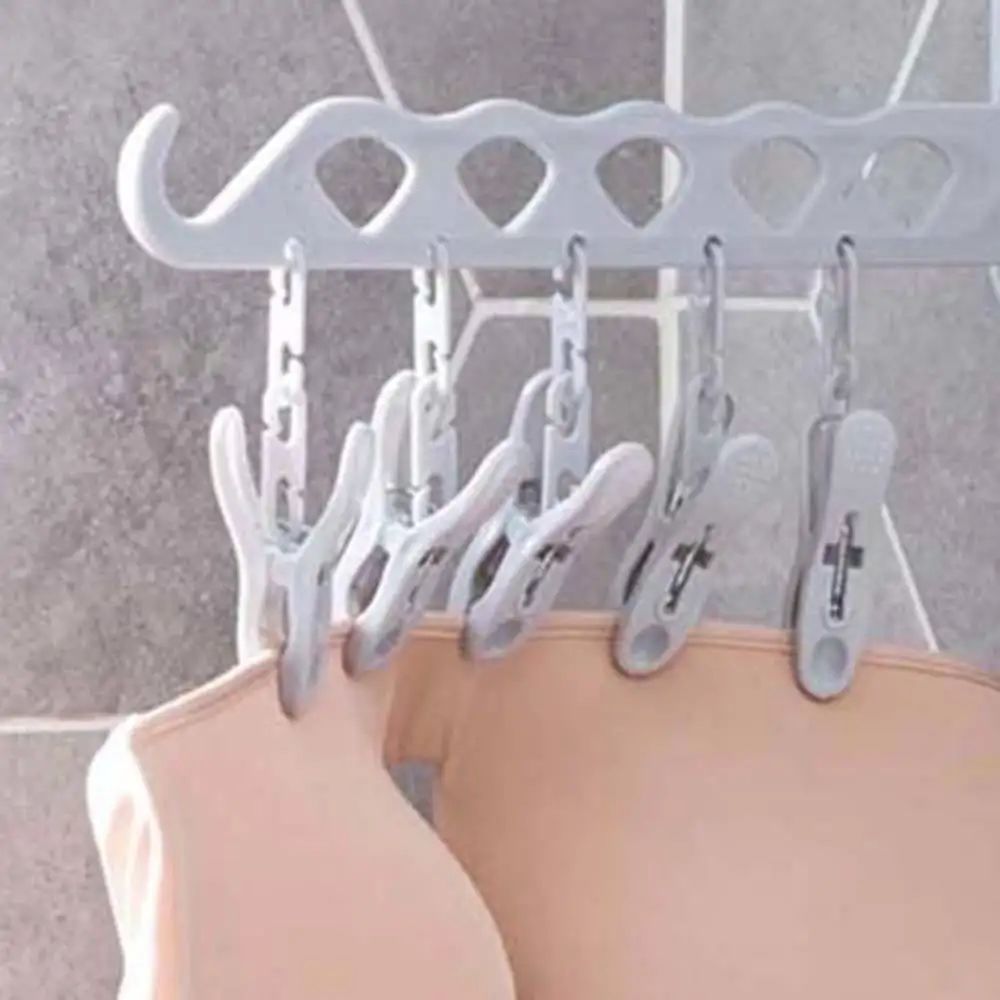 

Movable Wall Mounted Clothes Hanger Multifunction Bathroom Hooks Storage Hanger Rack Socks Underwear Hardware Hooks 12 Clips