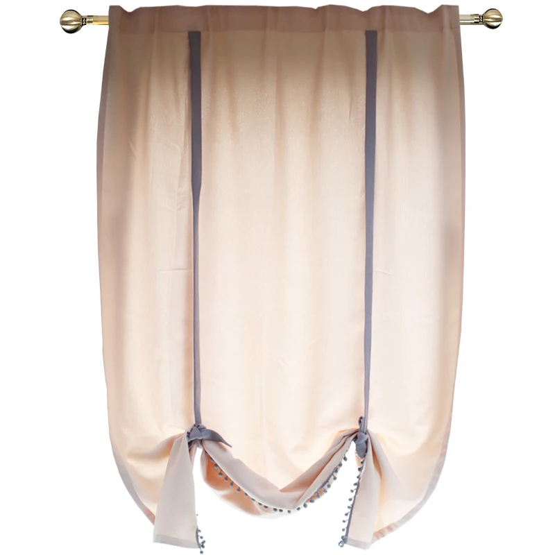 

Solid Balloon Curtains Nordic Roman Blinds Lifting Curtains for Living Room Window Valance Door Kitchen Drapes Pull up Drapery