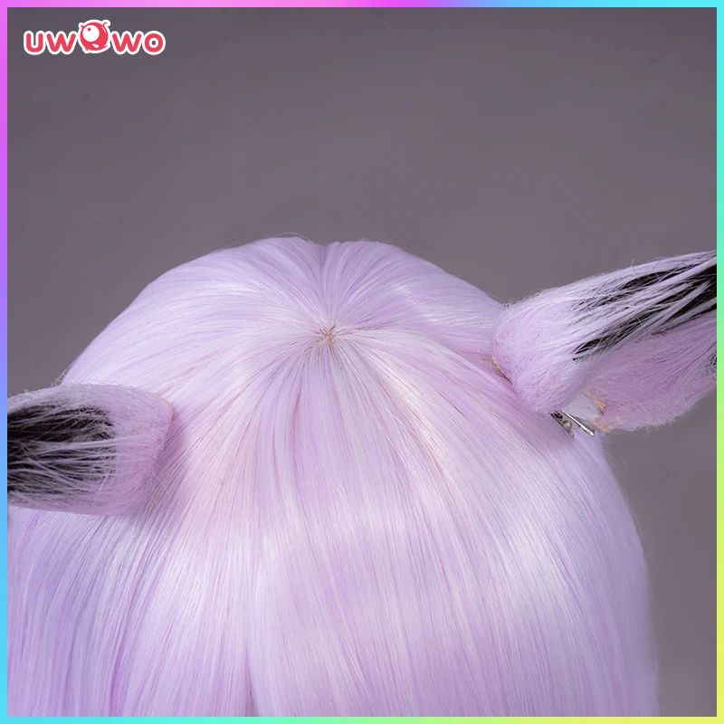 Парик для косплея UWOWO Uma Musume Mejiro McQueen, ярко-лавандовый, длина 70 см, прямые волосы с ушками.