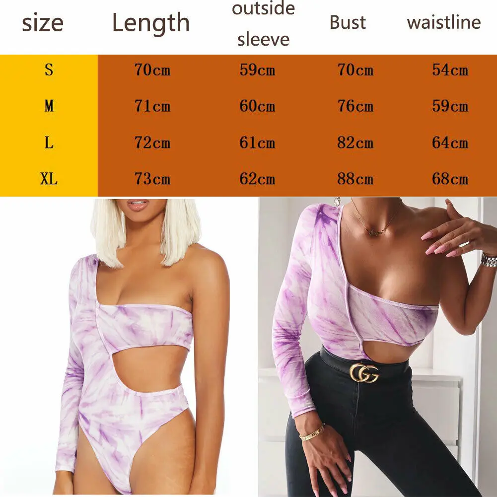 Женское боди на одно плечо фиолетового цвета элегантное осеннее облегающее с