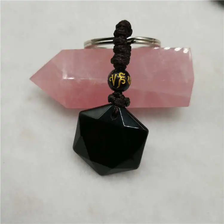 Прямая поставка натуральный энергетический камень черный обсидиан 6 звезд