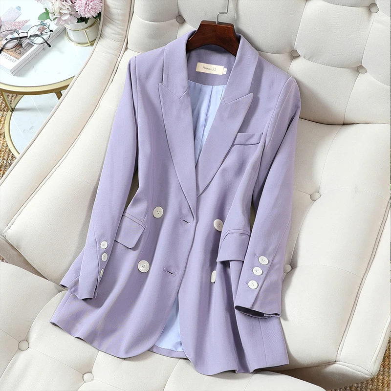 High Quality  M-5XL Female Blazer 2022 New Autumn and Winter Double-breasted Ladies Jacket Women's Casual Small Suit