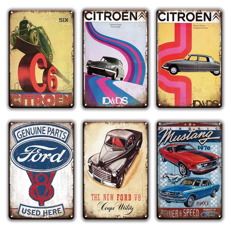 

Citroen Metal Poster Tin Sign Vintage Garage Plaque Home Decor Corvette Mustang Ford Decorative Metal Plate Sign Wall Decoration