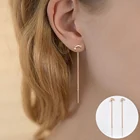 Серьги-подвески в виде дельфина с фианитами женские, Длинные регулируемые Серьги-кисточки под розовое золото 585 пробы, Подарочная бижутерия для девушек и женщин, GE344