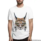 Футболка мужская с принтом рысь, майка с коротким рукавом и круглым вырезом, из лайкры, с 3D-принтом, с принтом, с рисунком лица Bobcat, лето