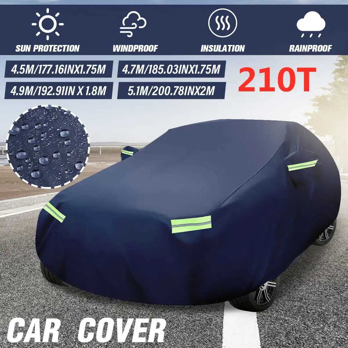 

210T Universal For Sedan Full Car Cover Waterproof Anti UV Sunscreen Dust Scratch Automobile Cover For KIA/AUDI/Ford/Citroen