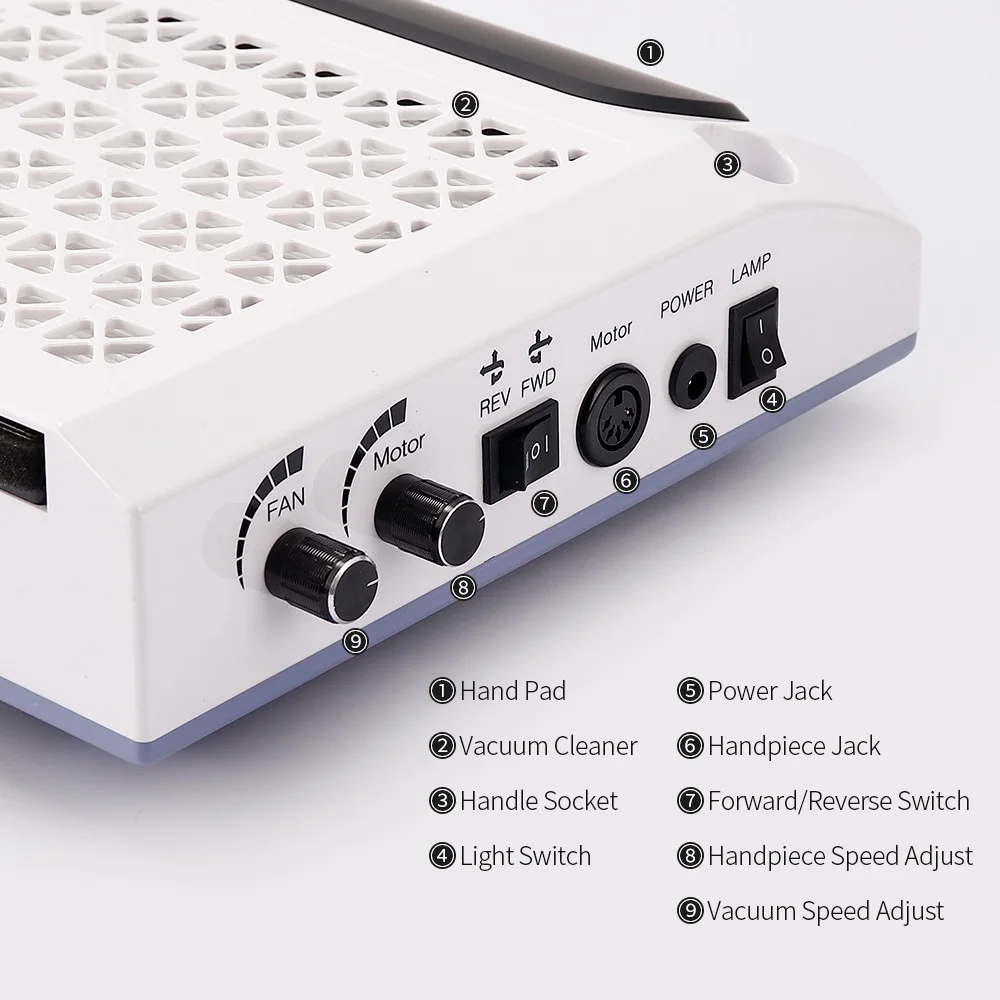 4 в 1 80 Вт Мощный пылеуловитель для ногтей дрель осветительная лампа ручной коврик