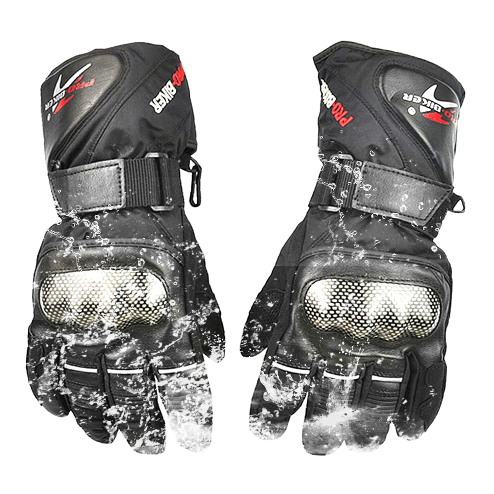 Pro-biker moto rcycle зимние перчатки из углеродного волокна теплые перчатки moto rcycle drop racing водонепроницаемые перчатки gant de moto