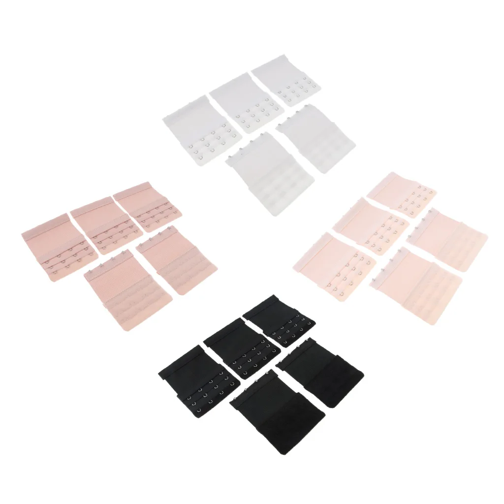

5pcs Women 4Hook 3Rows Lingerie Band Extender Stretchy Bra Strap Replacement