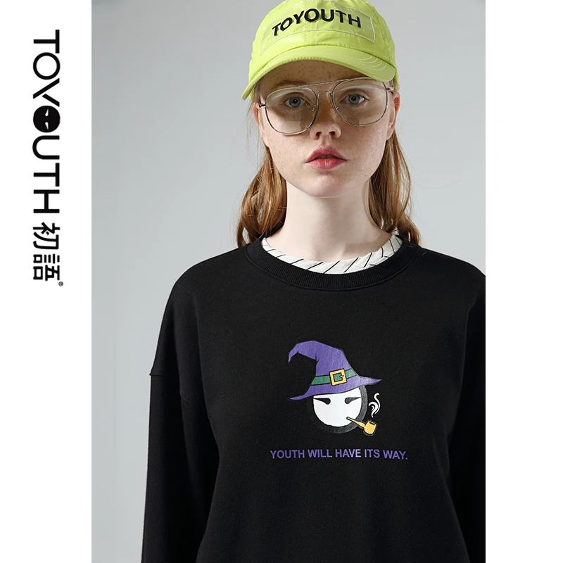 Женский свитшот с длинным рукавом и круглым вырезом|Женские толстовки свитшоты| |