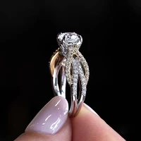 ustar luxury shiny cubic zirconia engagement rings for women rose gold elegant wedding rings female bijoux bague anel