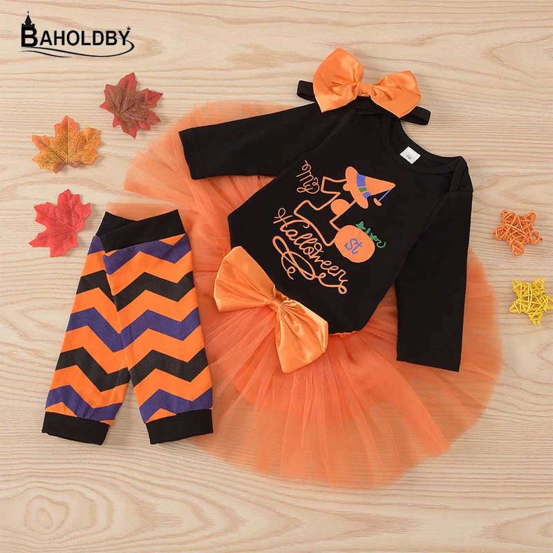 4 шт. Детский костюм на Хэллоуин комбинезон для маленьких девочек + платье пачка