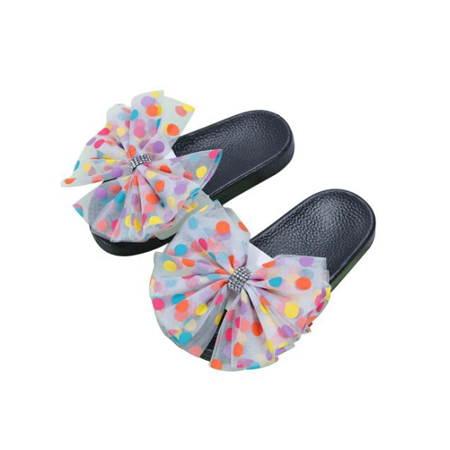 

Girls slippers sandals fashion children home shoes bowtie spots rhinestone little girl bathroom slippers sandals girls shoes