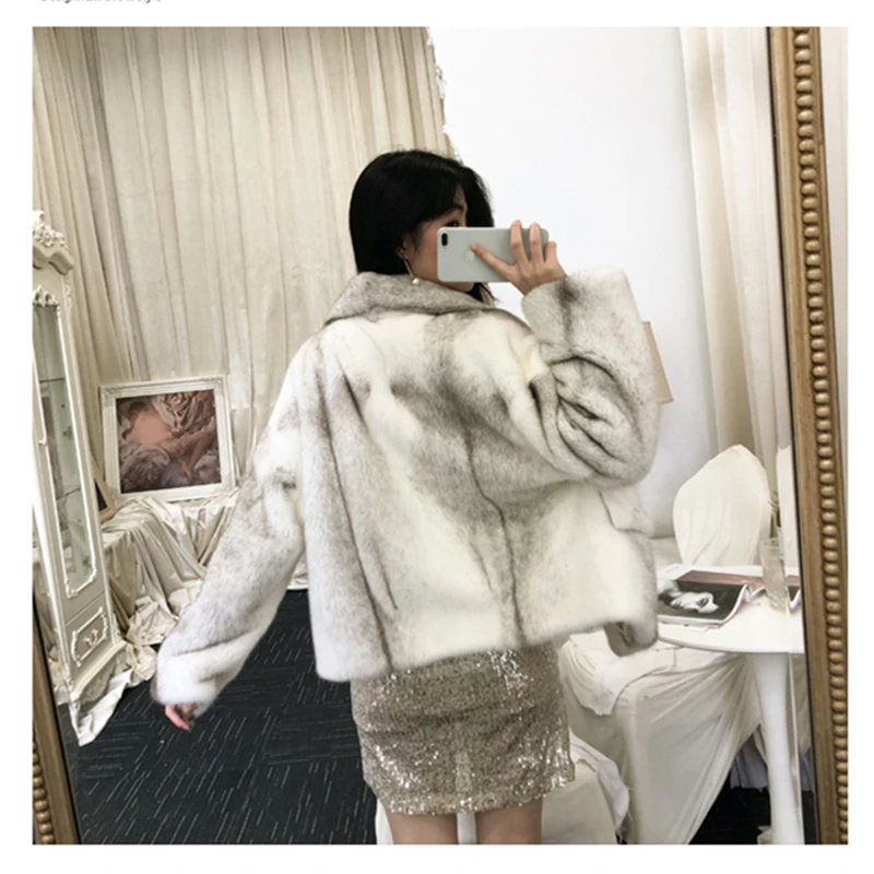 Копенгаген норки весь Для женщин Короткое пальто с отложной воротник зимний толстый теплый женский норки Меховая куртка