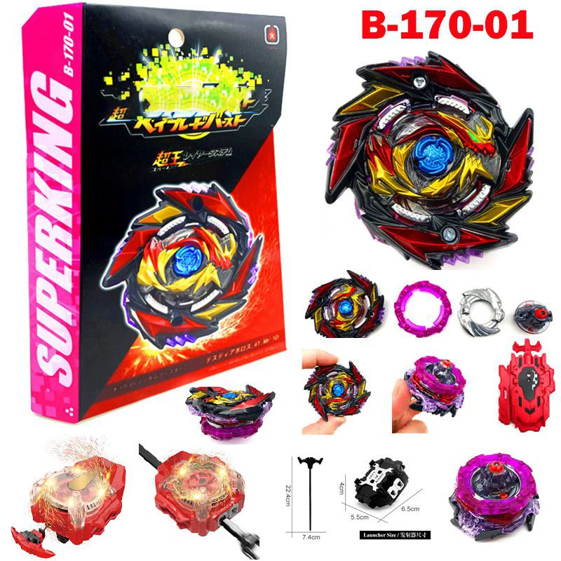 Конструктор Burst Superking SuperKing B-170 01 Death Diabolos, 4 разворота, 1D, волчок из металлического сплава, гироскоп, пусковое устройство, игрушки для детей