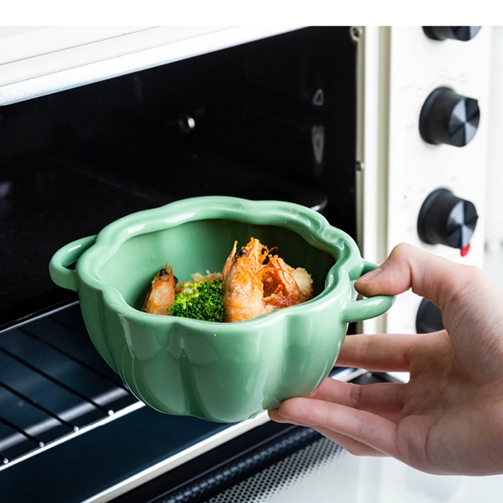 Pumpkin Shape Baking Bowl With Lid Glaze Au Gratin Soup Salad Kitchen Bakeware Oven Party Pan Tool |