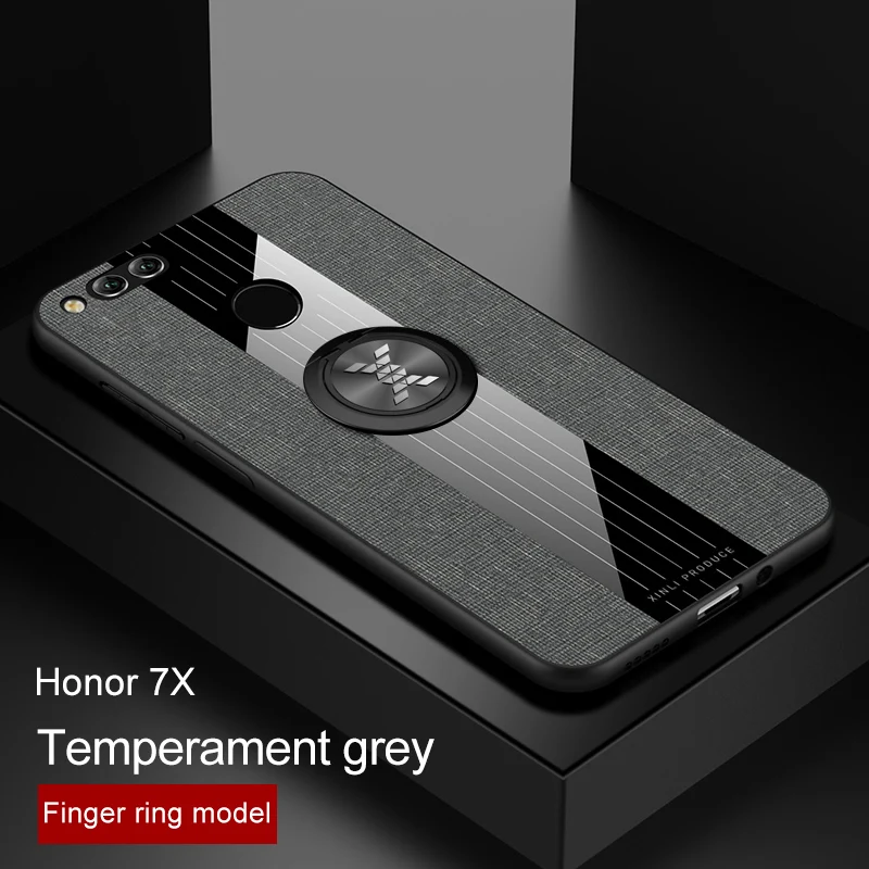 Для huawei honor 8X 7X 6X чехол Роскошный Жесткий тканевый с кольцом магнитный штатив тонкий защитный чехол для huawei honor 8X max honor 7x