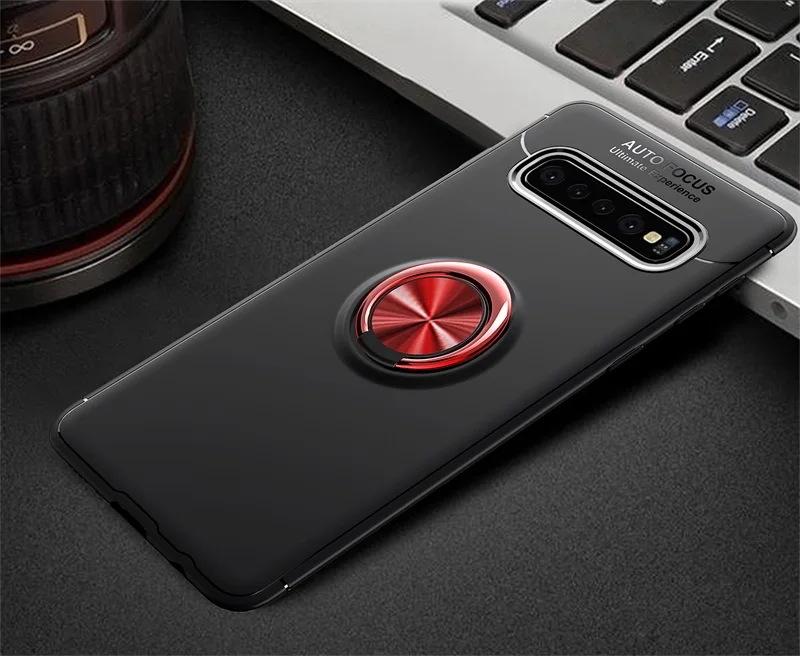 Чехол с кольцом для пальца для samsung Galaxy S10 Plus, чехол для телефона s, автомобильный магнитный держатель, мягкая ТПУ Силиконовая задняя крышка для samsung S10 Plus