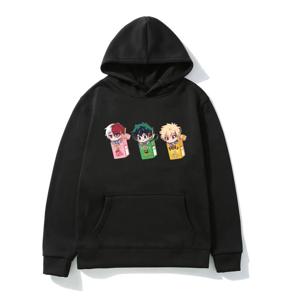

My Hero Academia Anime Print Hoodies Men Women Bakutododeku Chibi Japanese Street Cute Pattern Sweatshirt Daily Hooded Sweater