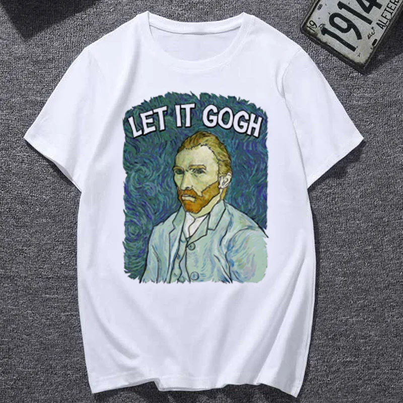 

90s Vintage Tshirt Fashion Top Tees Summer Women Tshirt Van Gogh Harajuku Aesthetic T Shirts Women Oil Painting Funny T-shirt