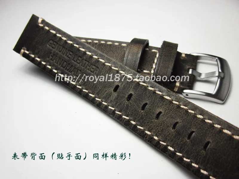 High quality handmade thick line leather strap male 18mm19mm 20mm 21mm 22mm vintage calf leather strap custom made old Wristband