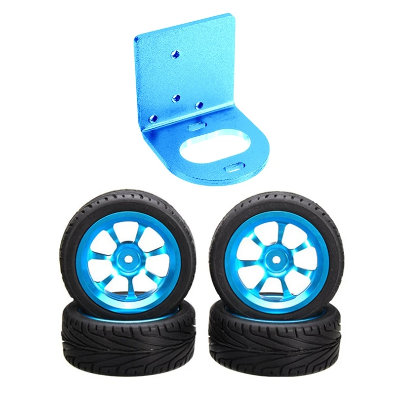 

4Pcs Alloy Rims&Tires Rc Car Wheels & 1Pcs 540 Adjustable Motor Seat 1/18 A949 A959 A969 A979 A959-B,Blue