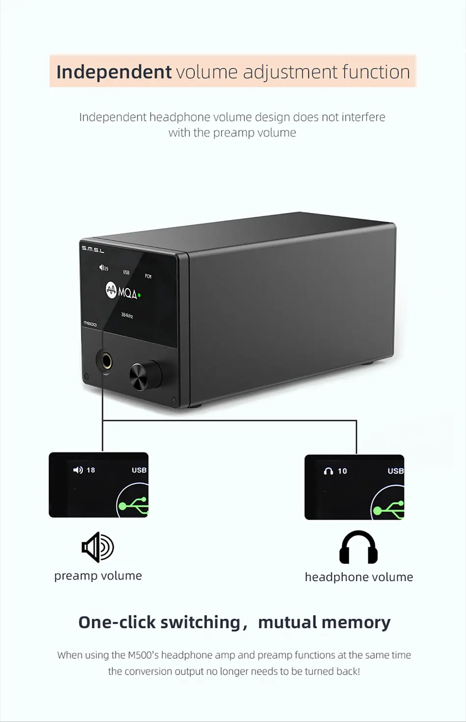 SMSL M500 MQA USB ЦАП усилитель для наушников ES9038PRO чип RCA оптический Caoxial аудио декодер усилители DSD Mini XMOS XU-216