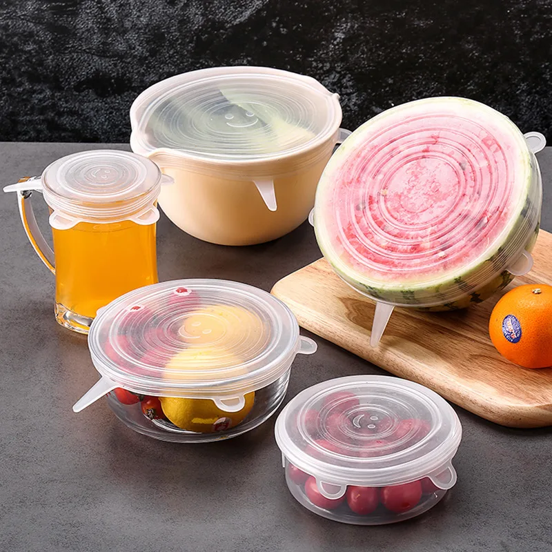 

Silicone Lids Reusable Elastic Stretch Silicone Caps For Kitchen Food Storage Fresh Cover Bowl Seal Lids Cover Kitchen Cookware