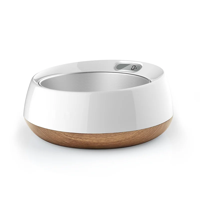 

Stainless steel Antibacterial LCD display weight pet dog food bowl IOS / Android App smart cat dog feeding Diet control feeders