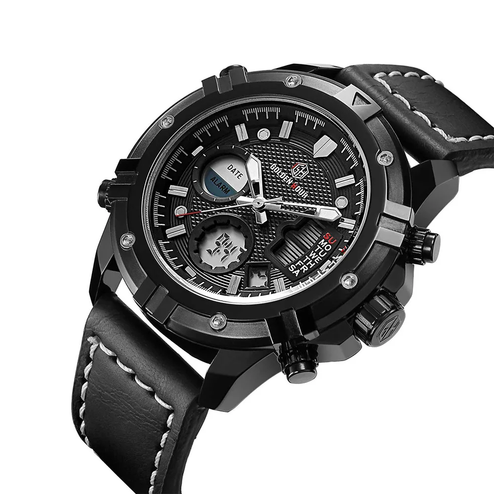 Военные часы мужские спортивные Роскошные Кварцевые Reloj De Hombre натуральная кожа