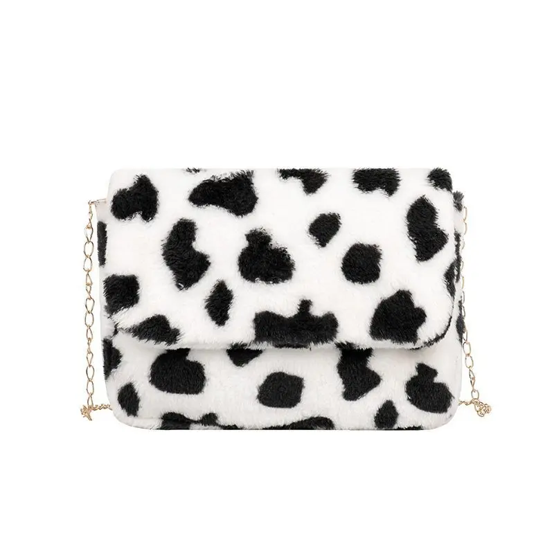 

2020 New Winter Soft Plush Crossbody Bag Women Small Mini Faux Fur Leopard Phone Shoulder Bag Female Wallet Clutch Handbag