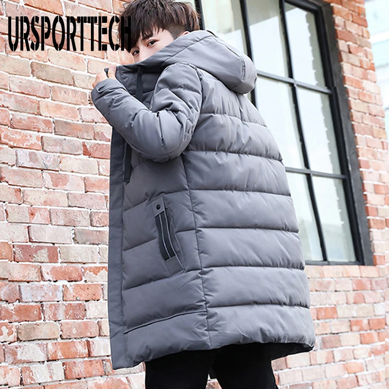 URSPORTTECH Winter Coat Men Parka Black Waterproof Winter Hooded Jacket Men Casual Thick Warm Coat Men Outwear Plus Size M-4XL