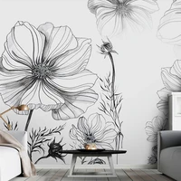 3d wallpaper modern hand painted black and white sketch flower photo wall mural living room abstract art floral 3d wall painting